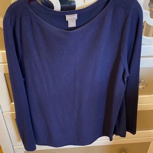 Navy blue pullover top by Chicos. Very good condition. Knit material.